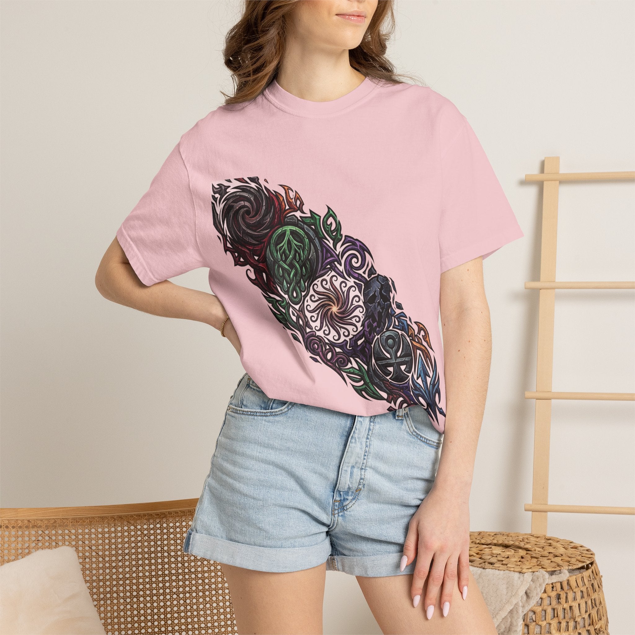 Unisex T-shirt - Dark Fantasy Celtic Skull Ankh | Garment-Dyed