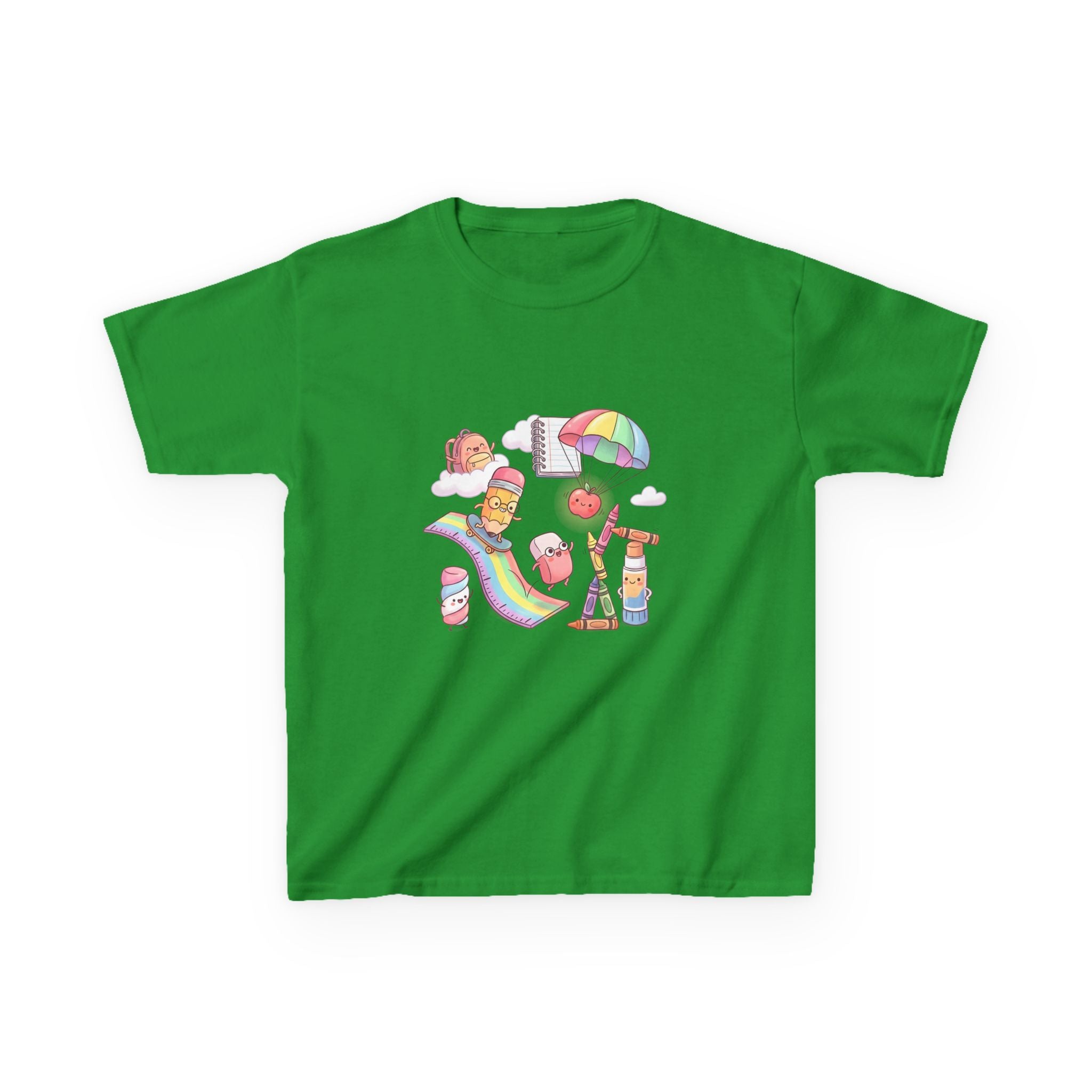 Kids Back to School Tee - Cute Faces School Supplies | Rainbow 2026