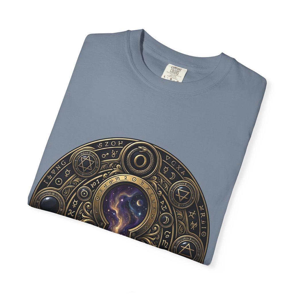T-shirt - Celestial Keyhole Galaxy | Occult Alchemical Gold