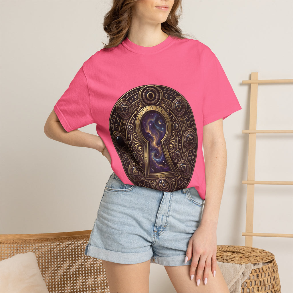 T-shirt - Celestial Keyhole Galaxy | Occult Alchemical Gold