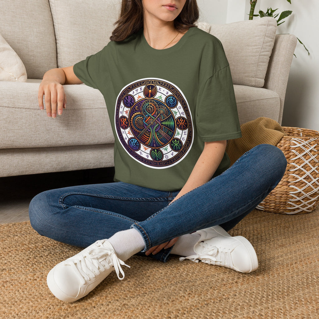 Unisex Steampunk T-Shirt - Ornate Mystical Mandala & Gears