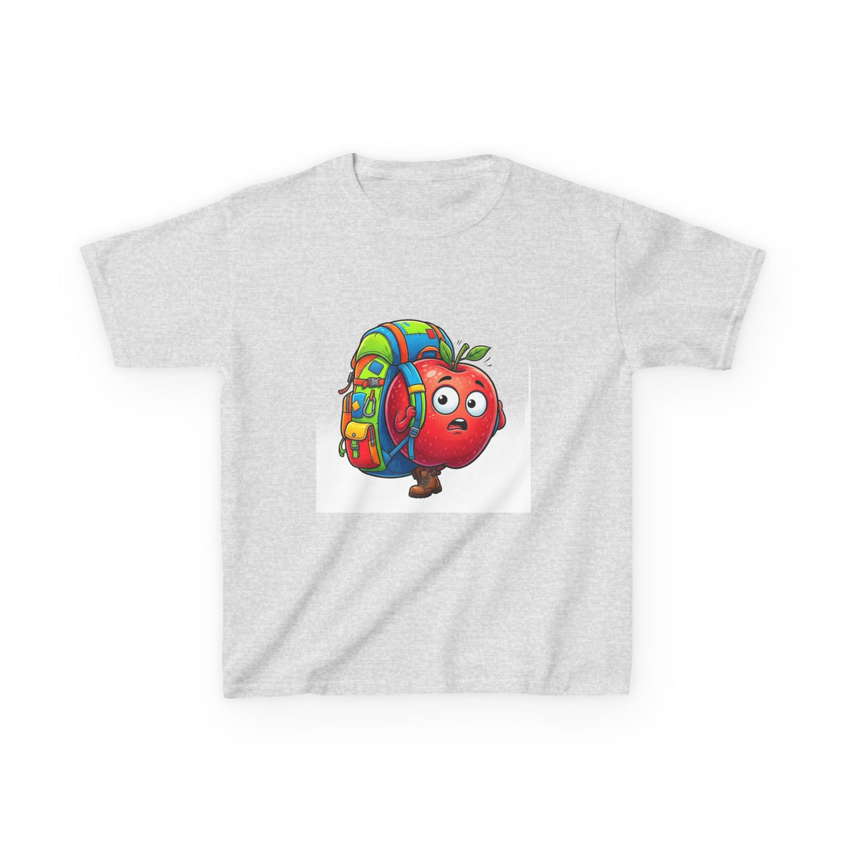 Kids Tee - Adventurous Apple Character Hiking T-Shirt