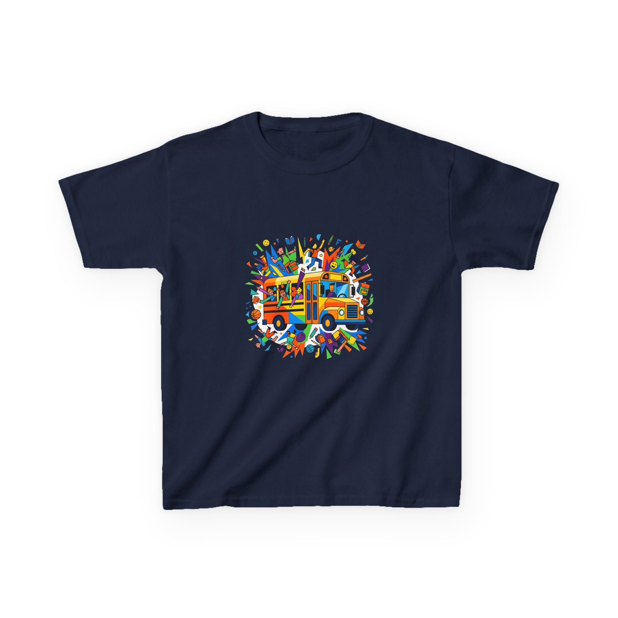 Kids Back to School Tee - Colorful School Bus & Student Shirt