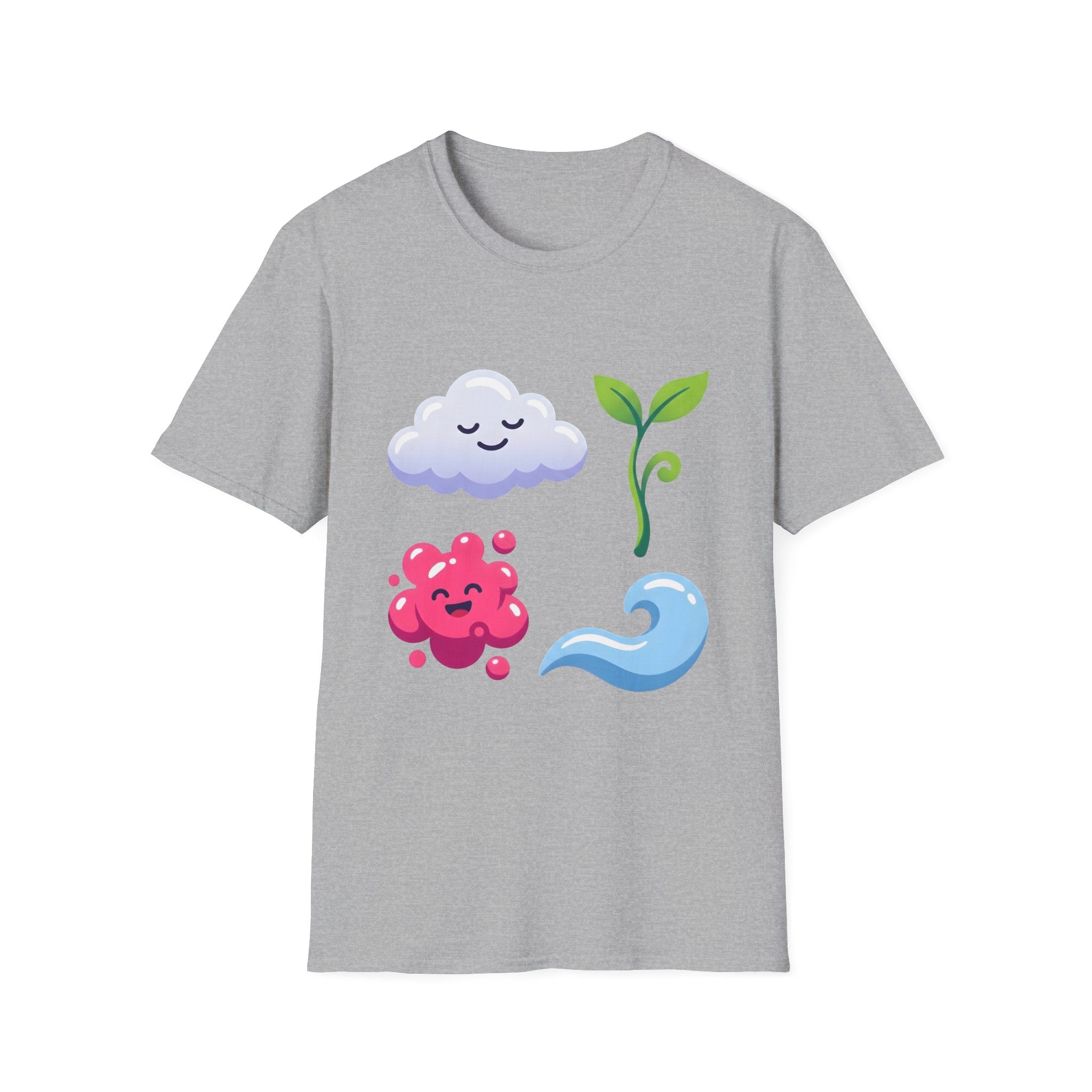 Cute Nature T-Shirt - Whimsical Cloud Sprout Wave Design | Unisex
