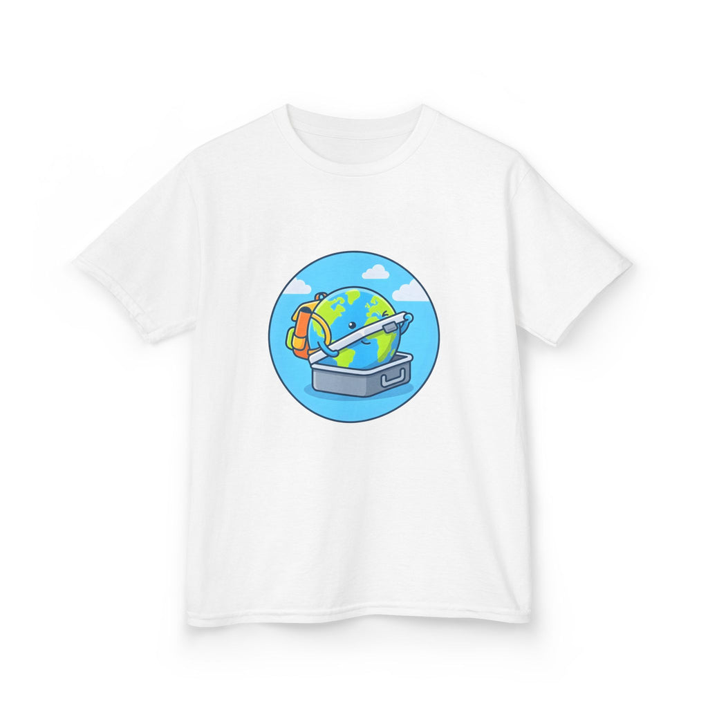 Kids Tee - Cute Earth Travel & School Cartoon Shirt | Adventure