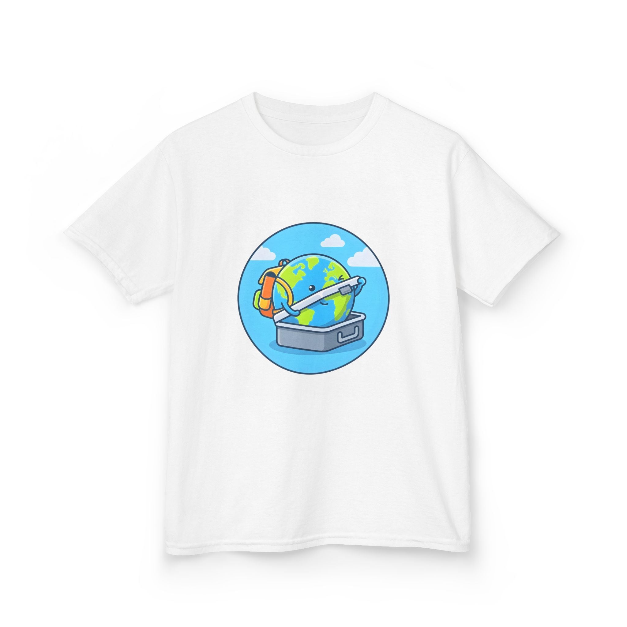 Kids Tee - Cute Earth Travel & School Cartoon Shirt | Adventure