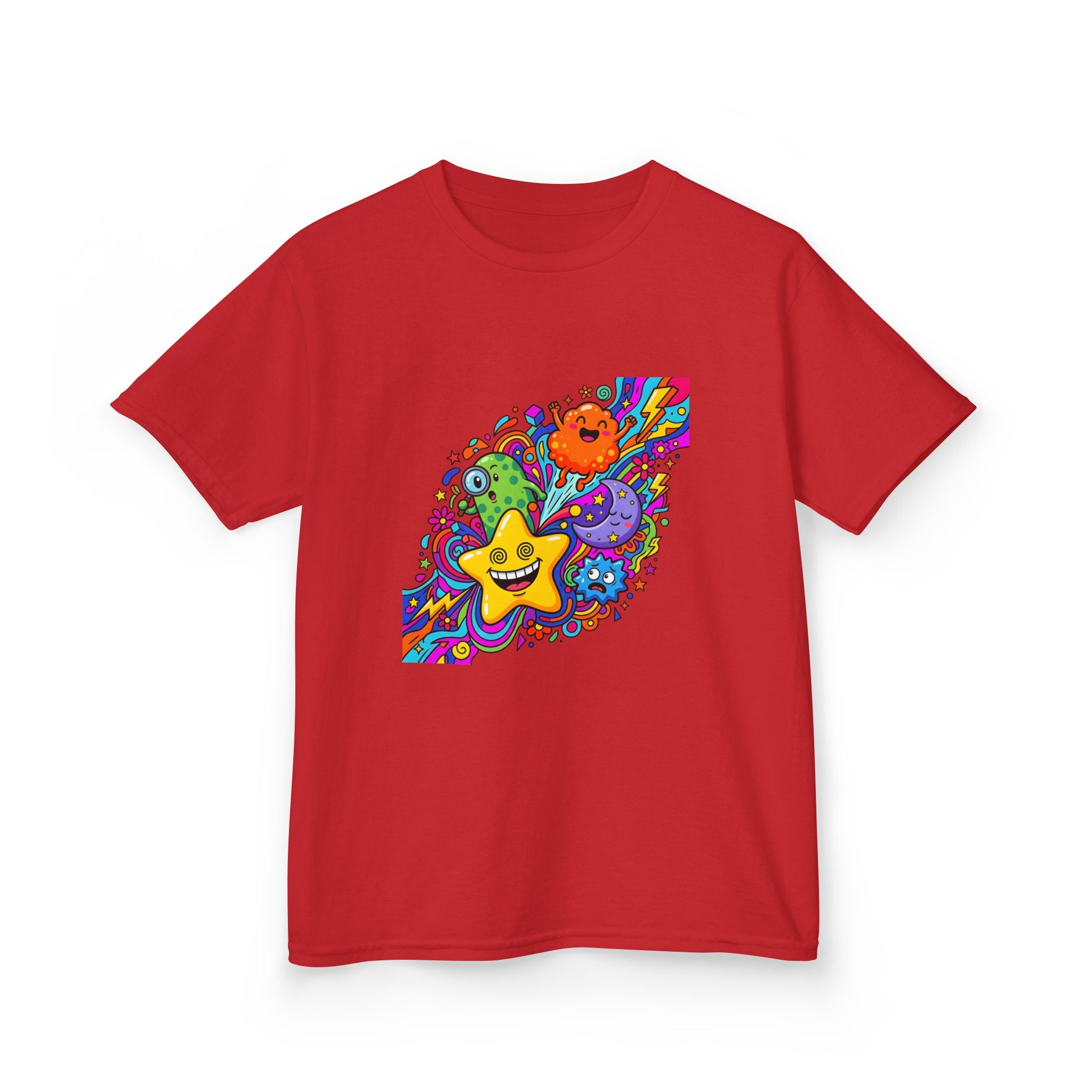 Kids Psychedelic Monster Tee - Vibrant Cartoon Doodle Shirt