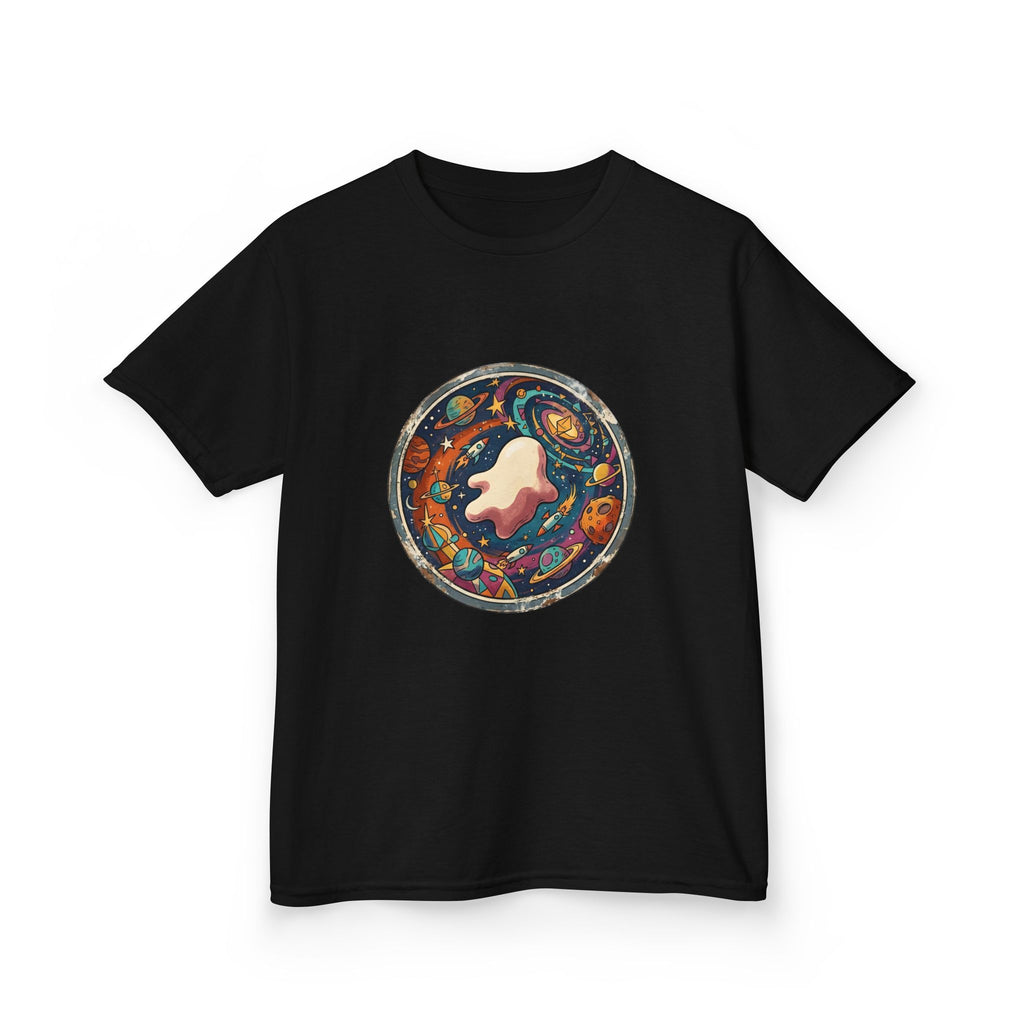 Kids T-Shirt - Whimsical Space Ghost & Planets | Retro Adventure