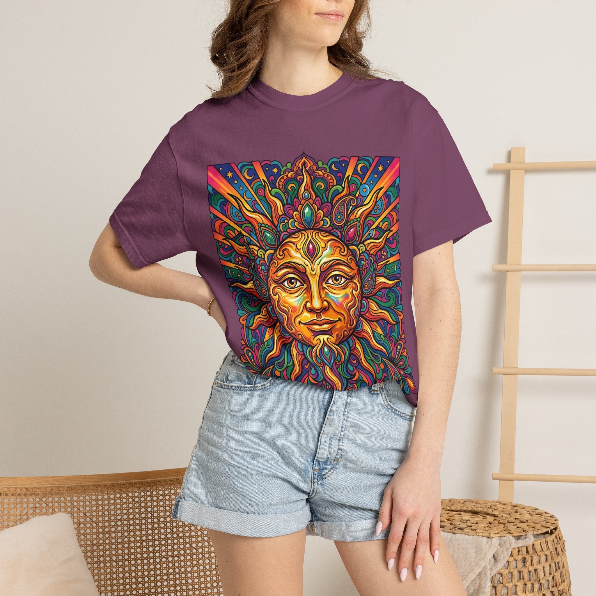 Unisex T-shirt - Psychedelic Sun Boho | Comfort Colors Garment-Dyed