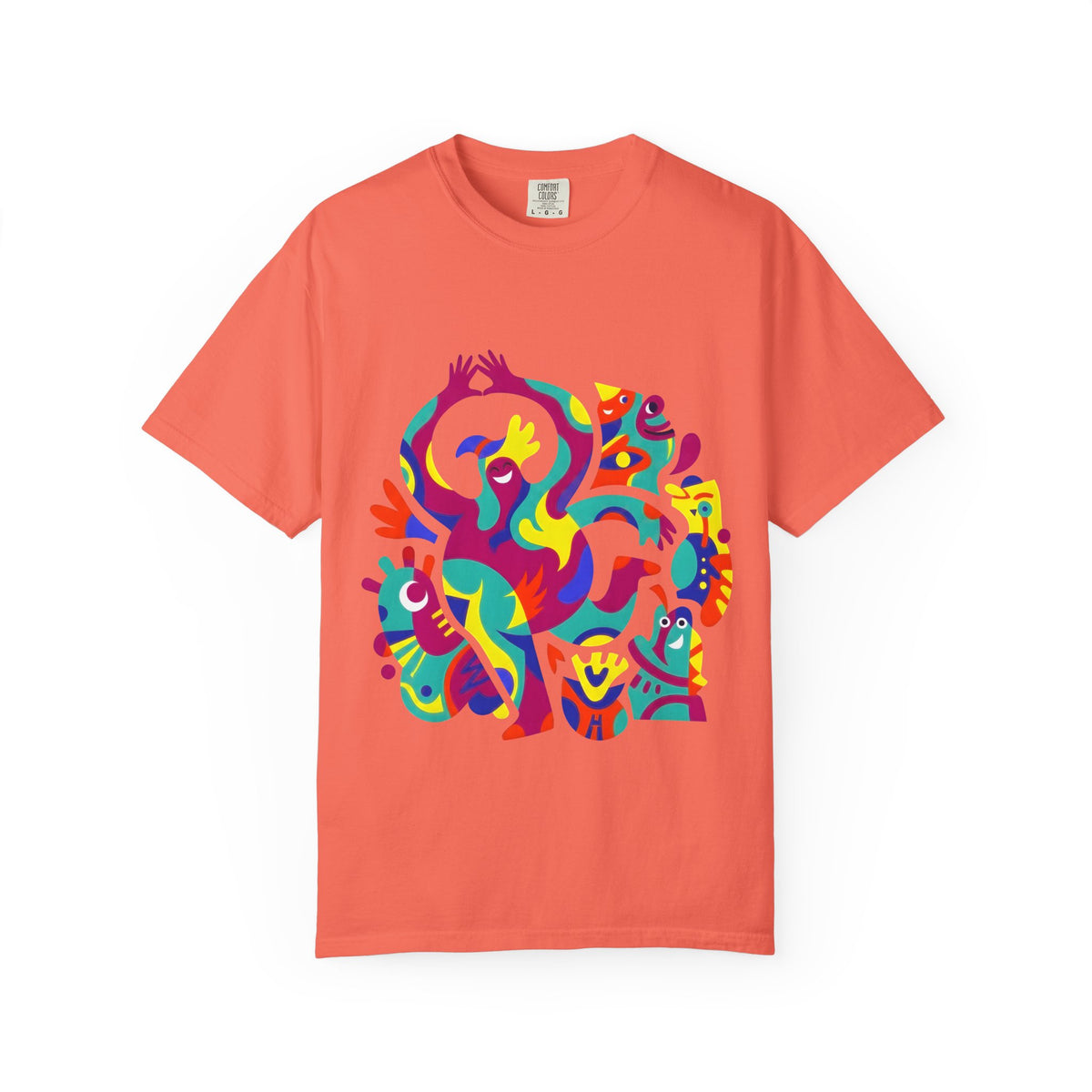 Garment-Dyed T-shirt - Joyful Abstract Creatures | Whimsical Graphic