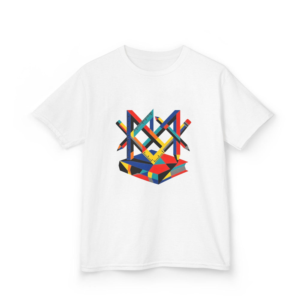 Kids Tee - Bauhaus Geometric Design Tools Graphic | Primary Colors