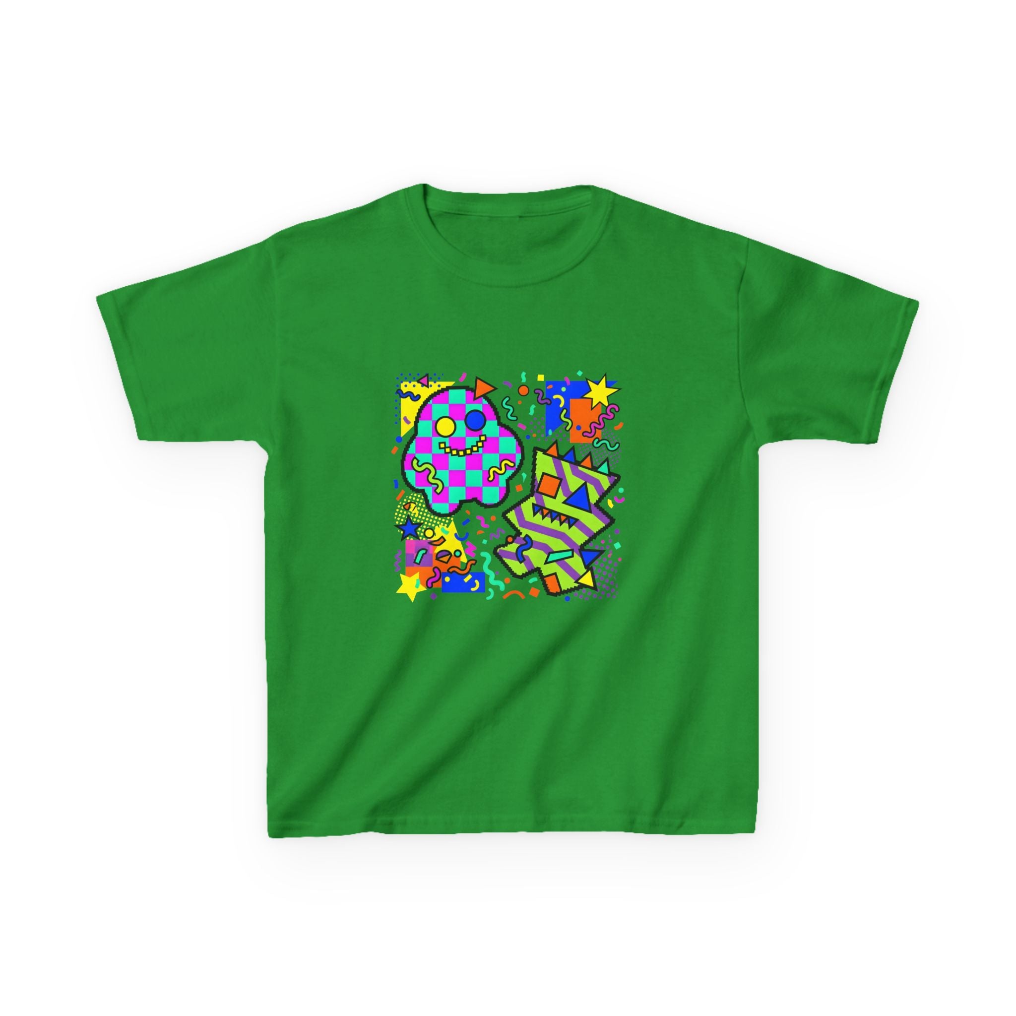 Kids Tee - Playful 90s Geometric Monsters | Retro Abstract