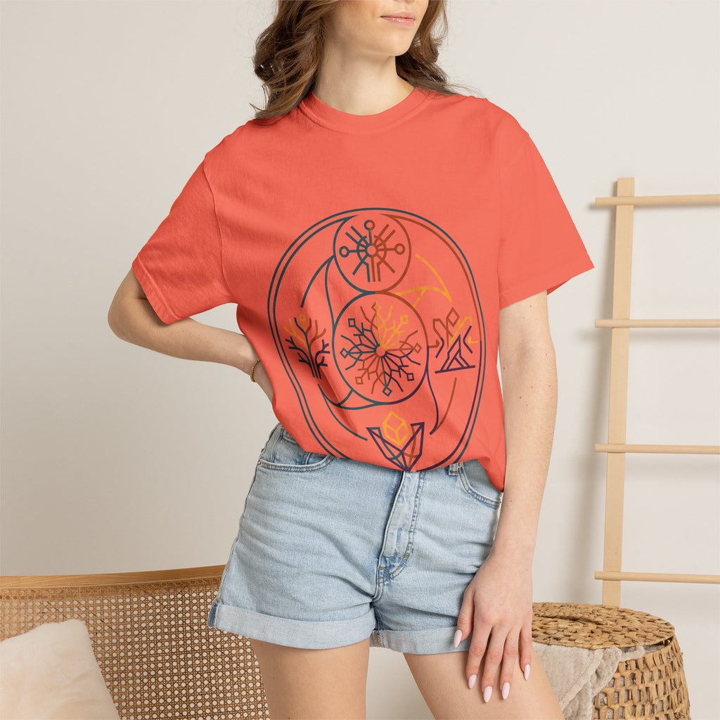 Unisex Garment-Dyed T-Shirt - Minimalist Geometric Nature Art