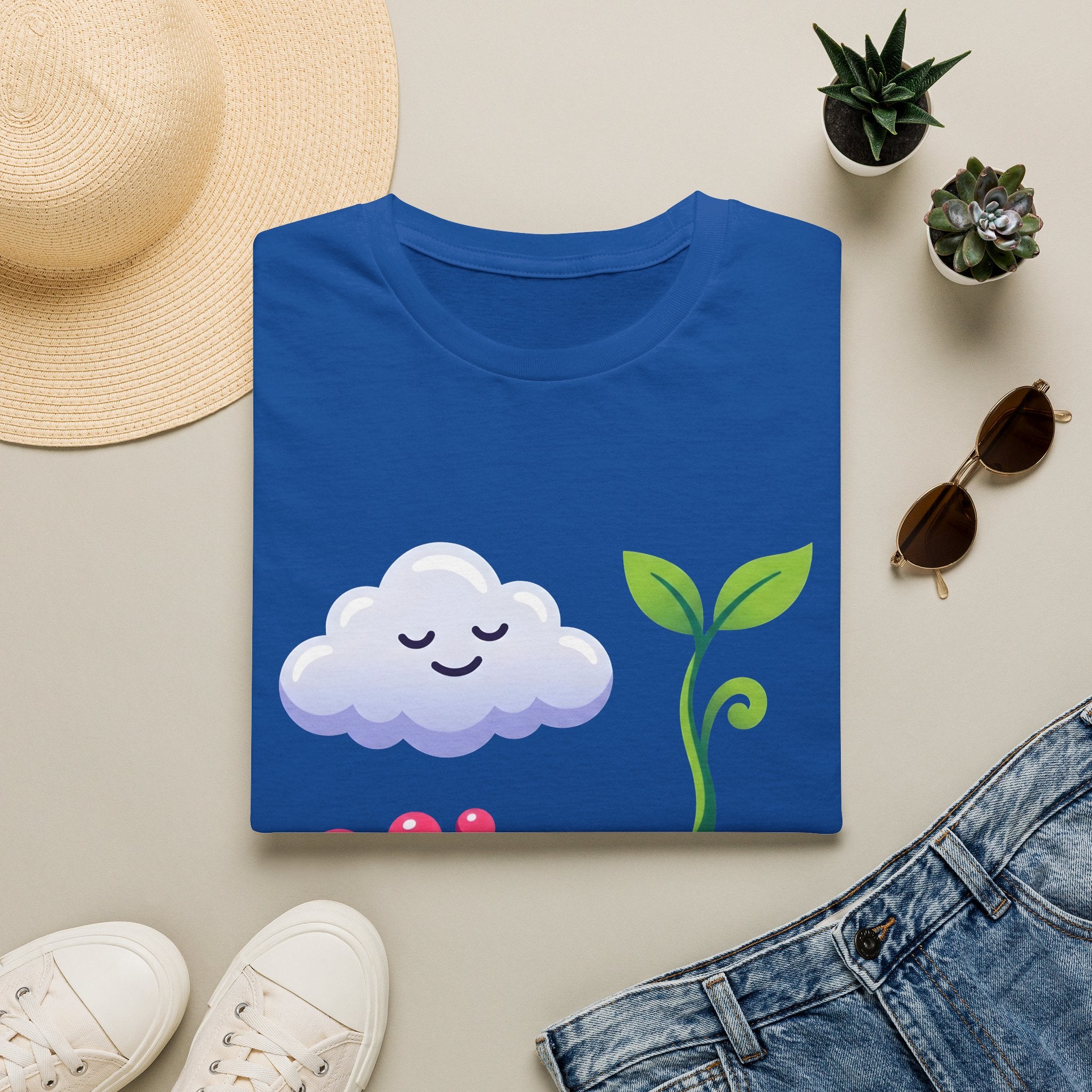 Cute Nature T-Shirt - Whimsical Cloud Sprout Wave Design | Unisex
