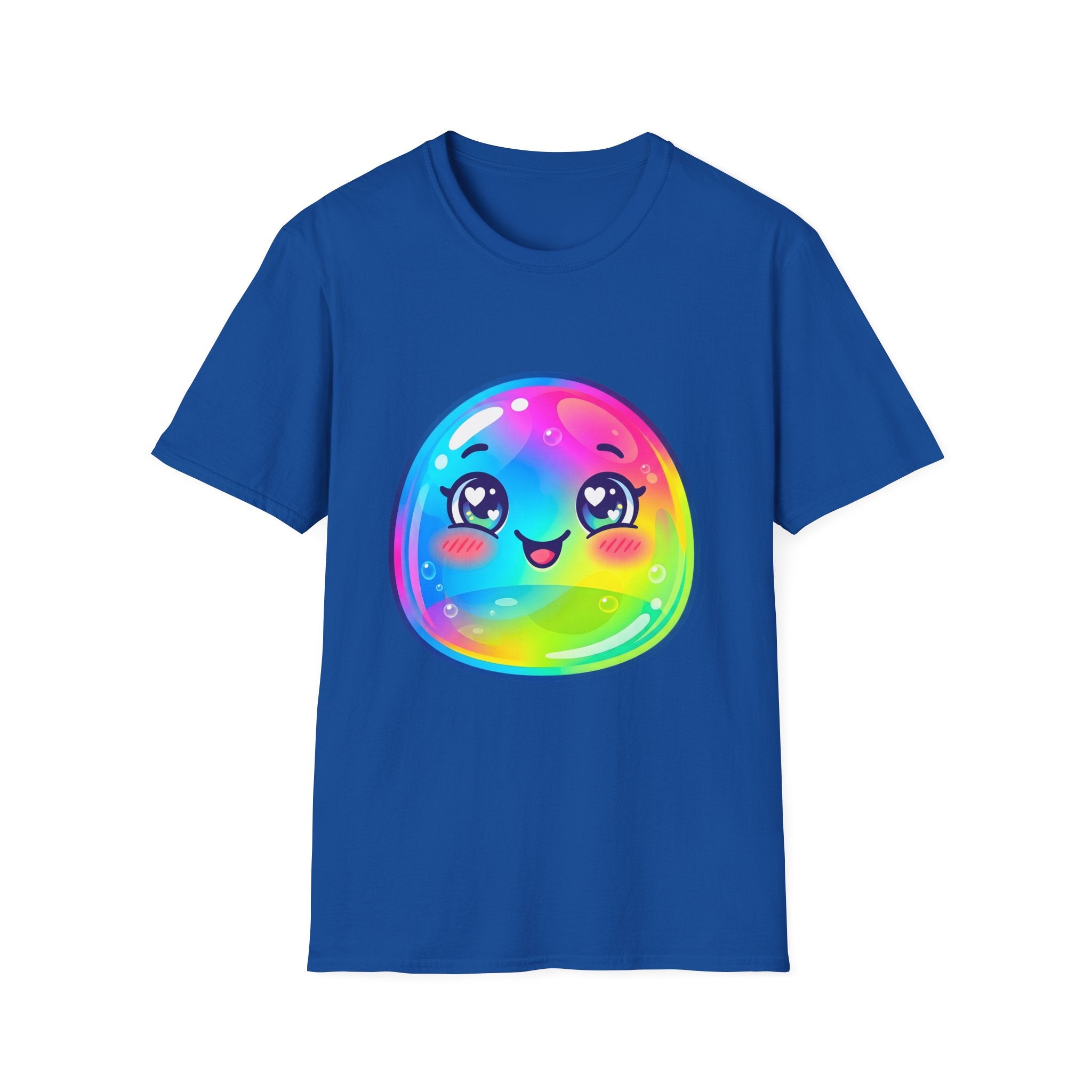 Unisex Kawaii T-Shirt - Happy Rainbow Blob Character Tee