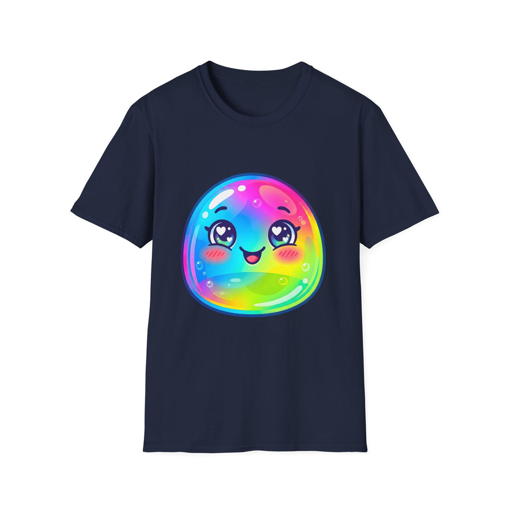 Unisex Kawaii T-Shirt - Happy Rainbow Blob Character Tee