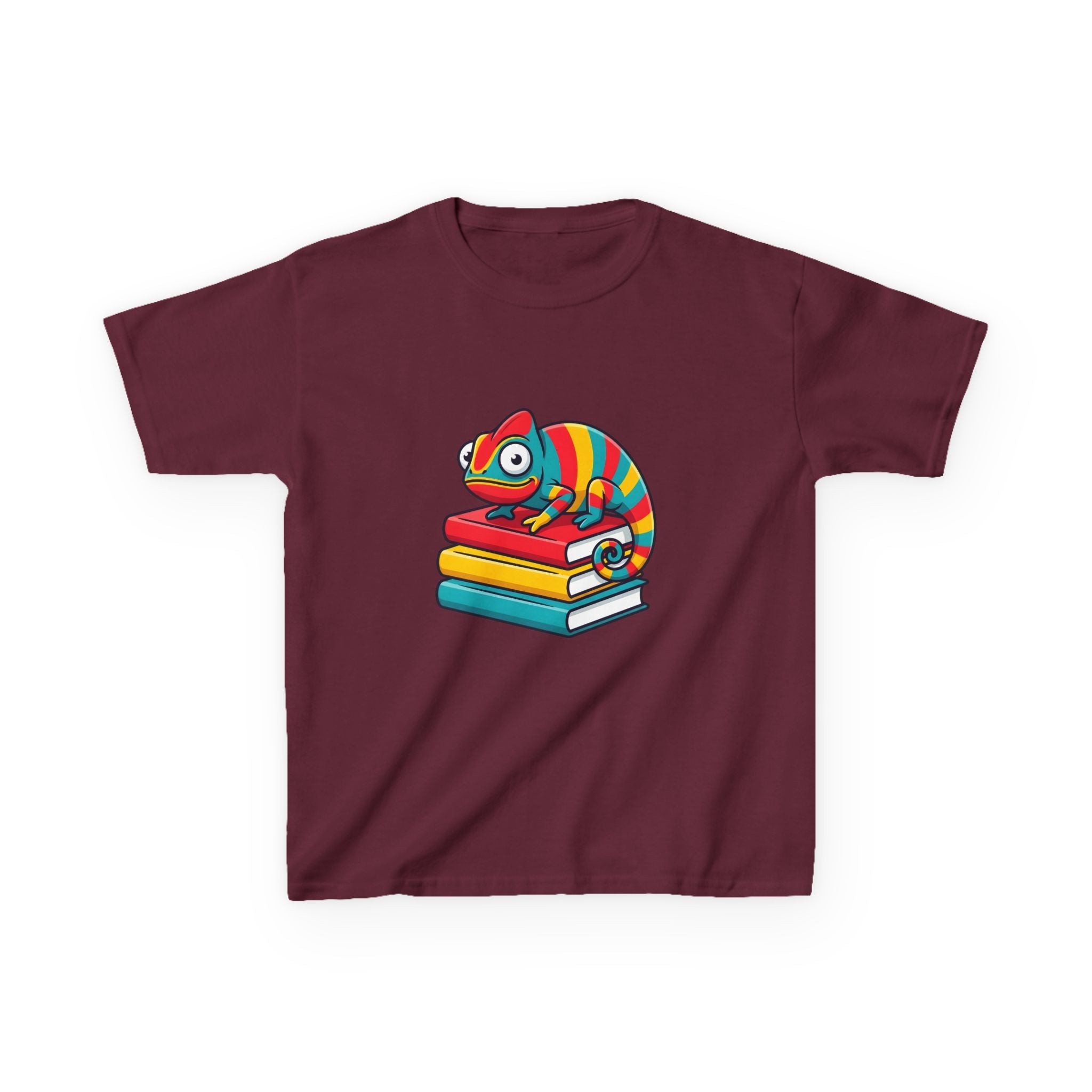 Kids T-Shirt - Whimsical Chameleon Reading Books | School Tee