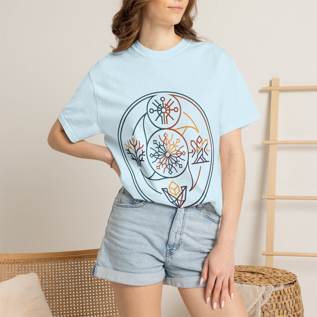 Unisex Garment-Dyed T-Shirt - Minimalist Geometric Nature Art