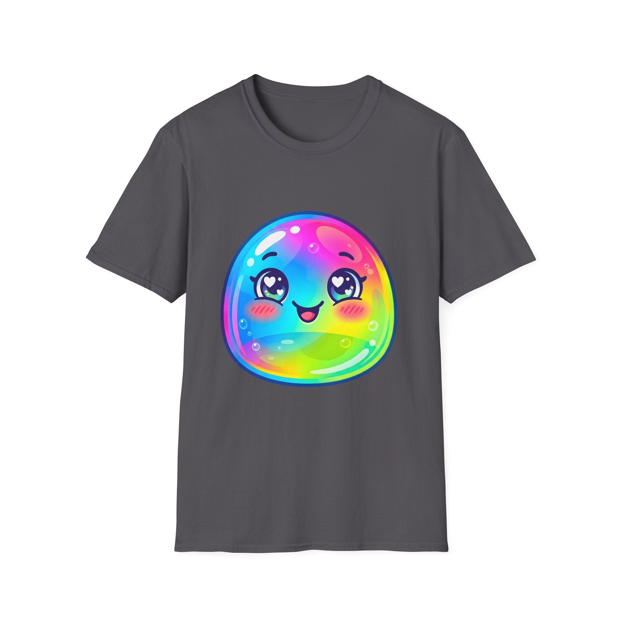 Unisex Kawaii T-Shirt - Happy Rainbow Blob Character Tee