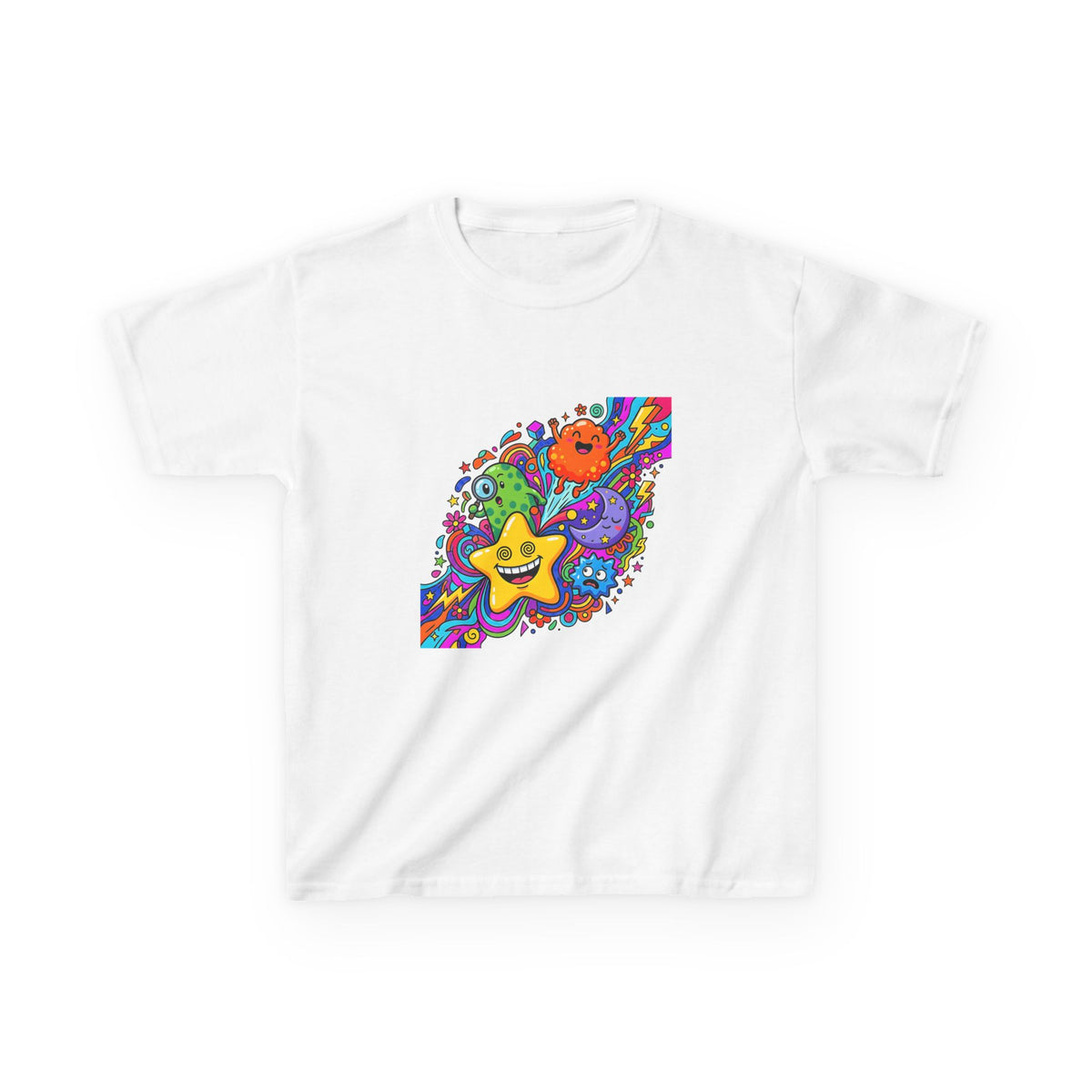 Kids Psychedelic Monster Tee - Vibrant Cartoon Doodle Shirt