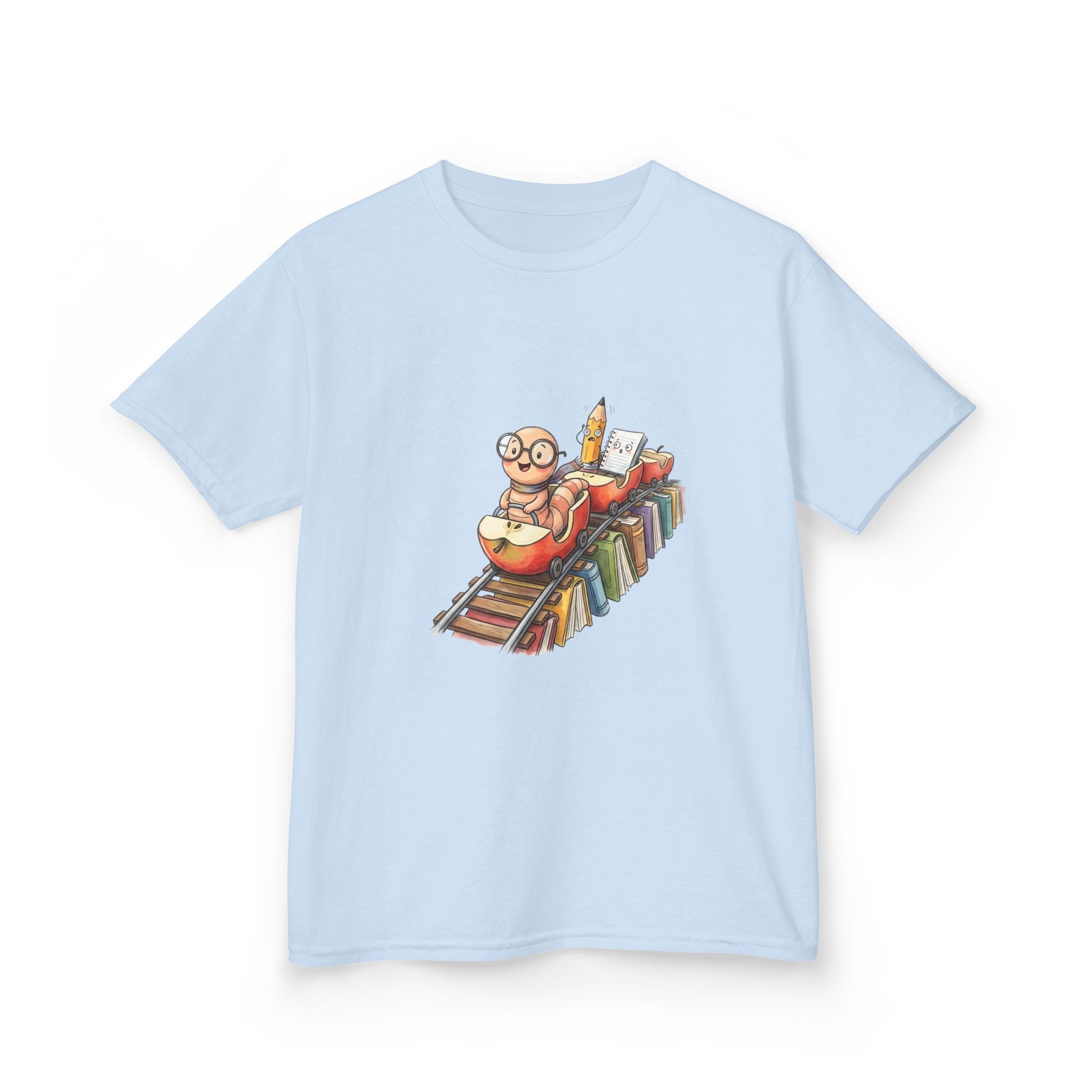 Kids Learning Train Tee - Whimsical Bookworm Education Shirt