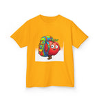 Kids Tee - Adventurous Apple Character Hiking T-Shirt