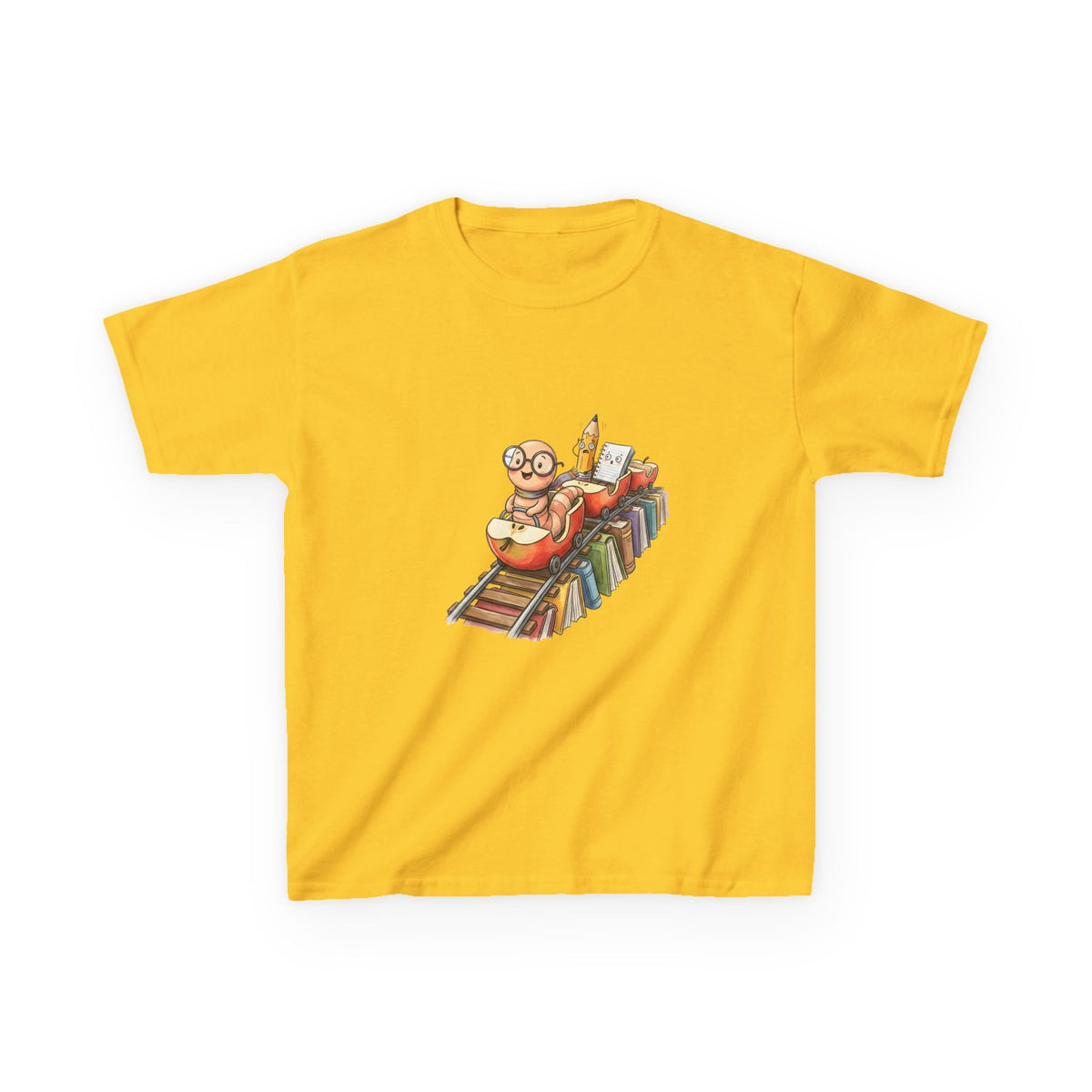 Kids Learning Train Tee - Whimsical Bookworm Education Shirt