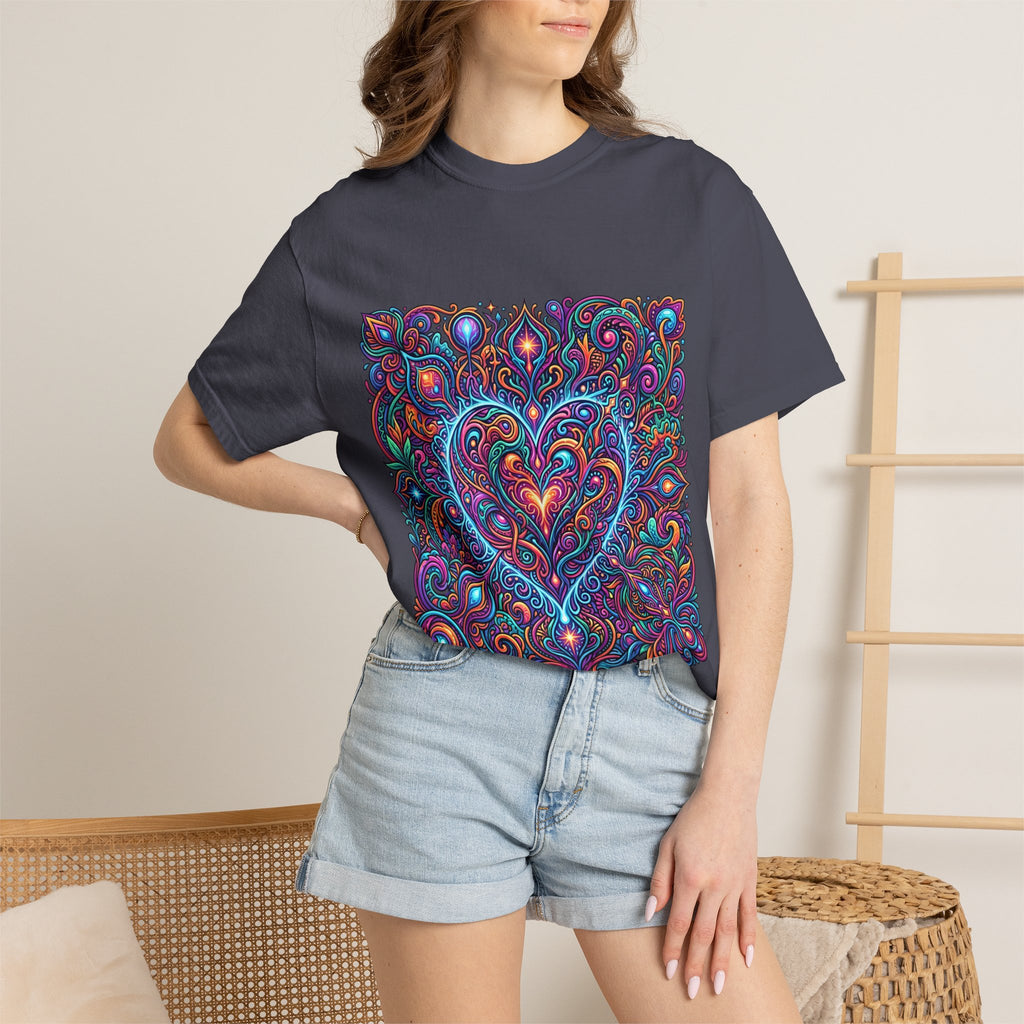 Unisex Garment-Dyed T-shirt - Cosmic Love | Psychedelic Heart Art