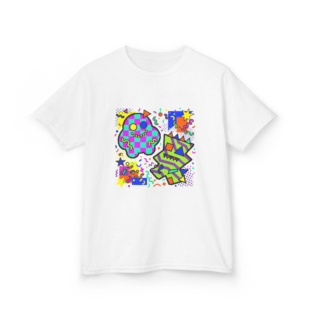 Kids Tee - Playful 90s Geometric Monsters | Retro Abstract
