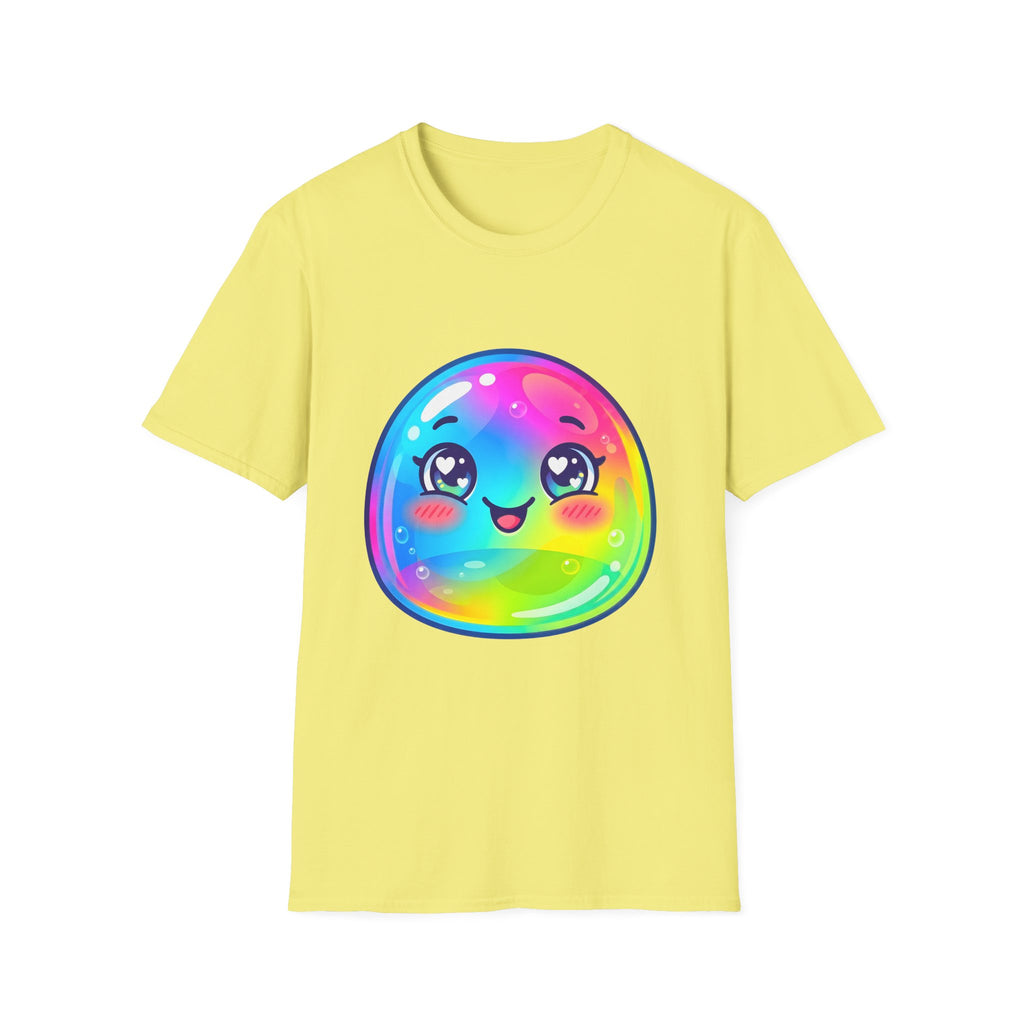 Unisex Kawaii T-Shirt - Happy Rainbow Blob Character Tee