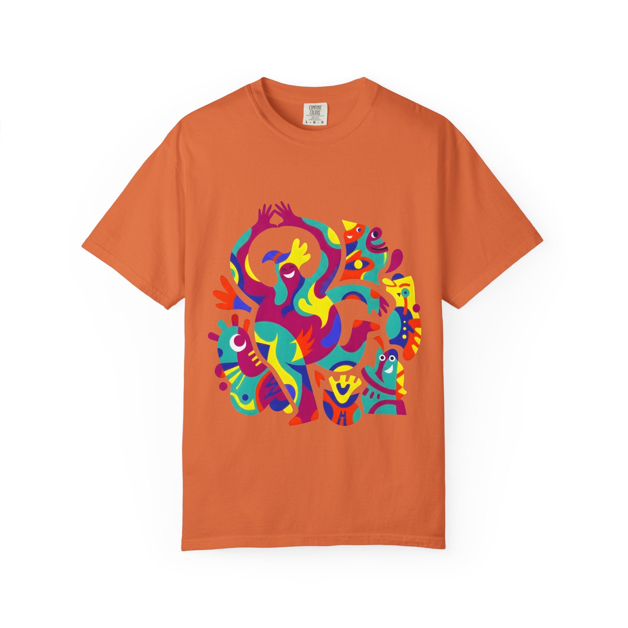 Garment-Dyed T-shirt - Joyful Abstract Creatures | Whimsical Graphic