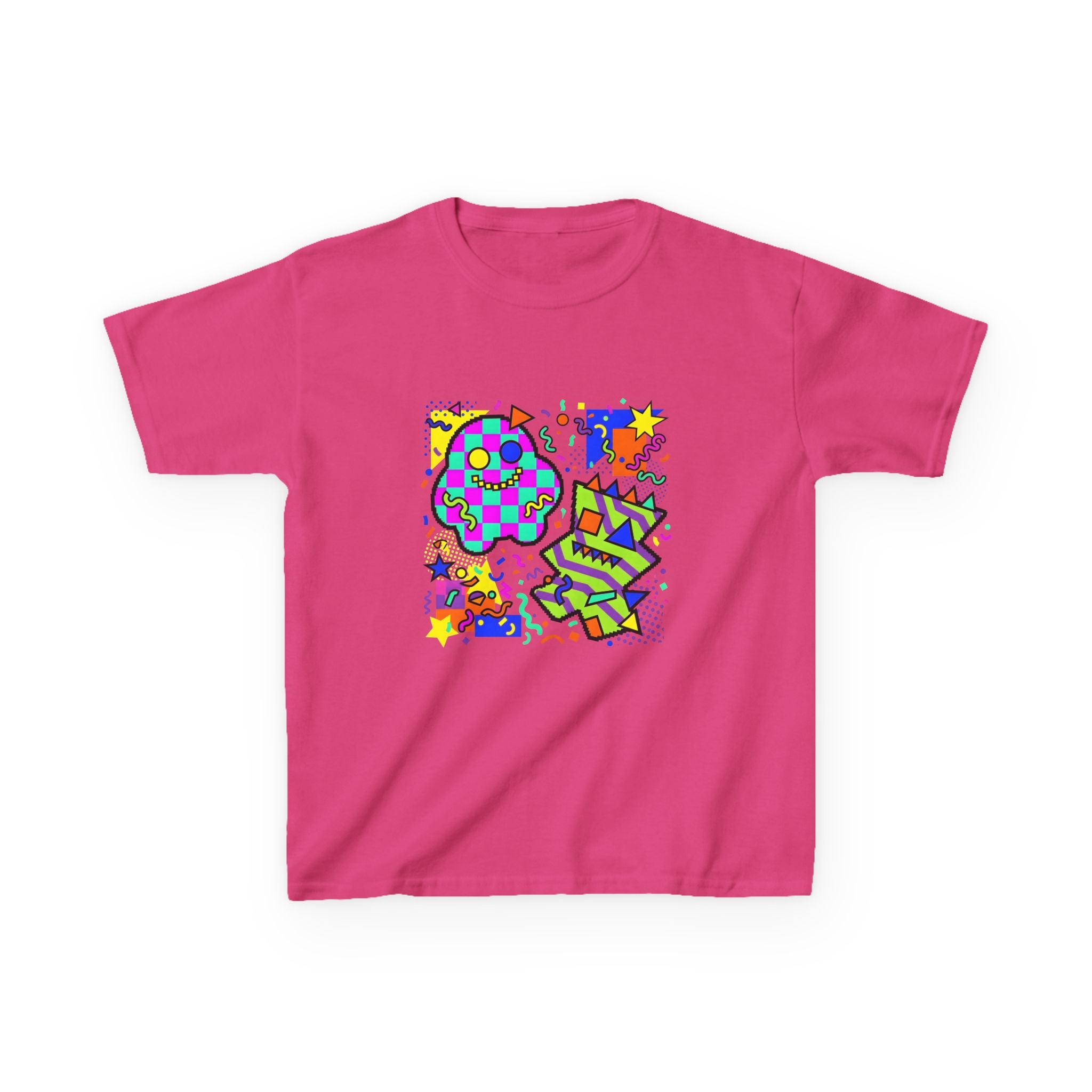 Kids Tee - Playful 90s Geometric Monsters | Retro Abstract