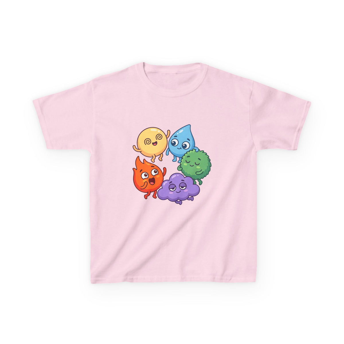 Kids Heavy Cotton Tee - Cute Whimsical Elemental Characters