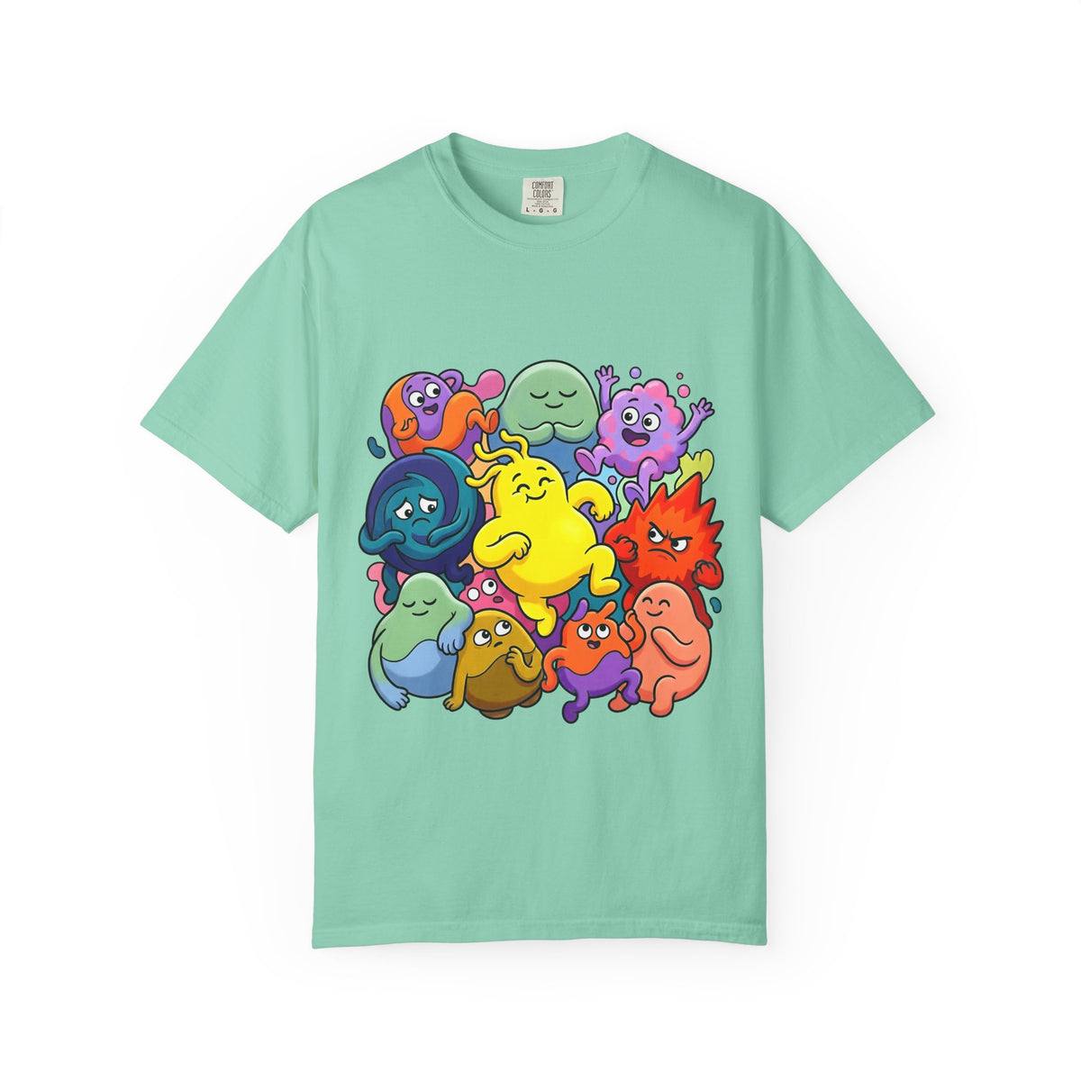 Unisex Garment-Dyed T-Shirt - Diverse Emotional Cartoon Creatures