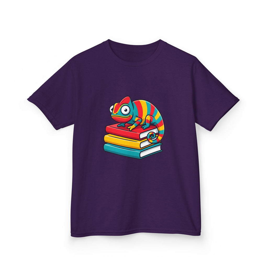 Kids T-Shirt - Whimsical Chameleon Reading Books | School Tee