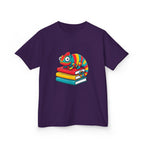 Kids T-Shirt - Whimsical Chameleon Reading Books | School Tee