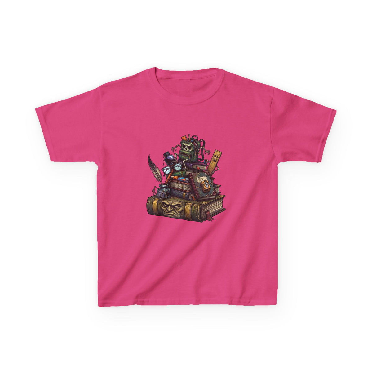 Kids Dark Academia Tee - Macabre School Supplies Skull