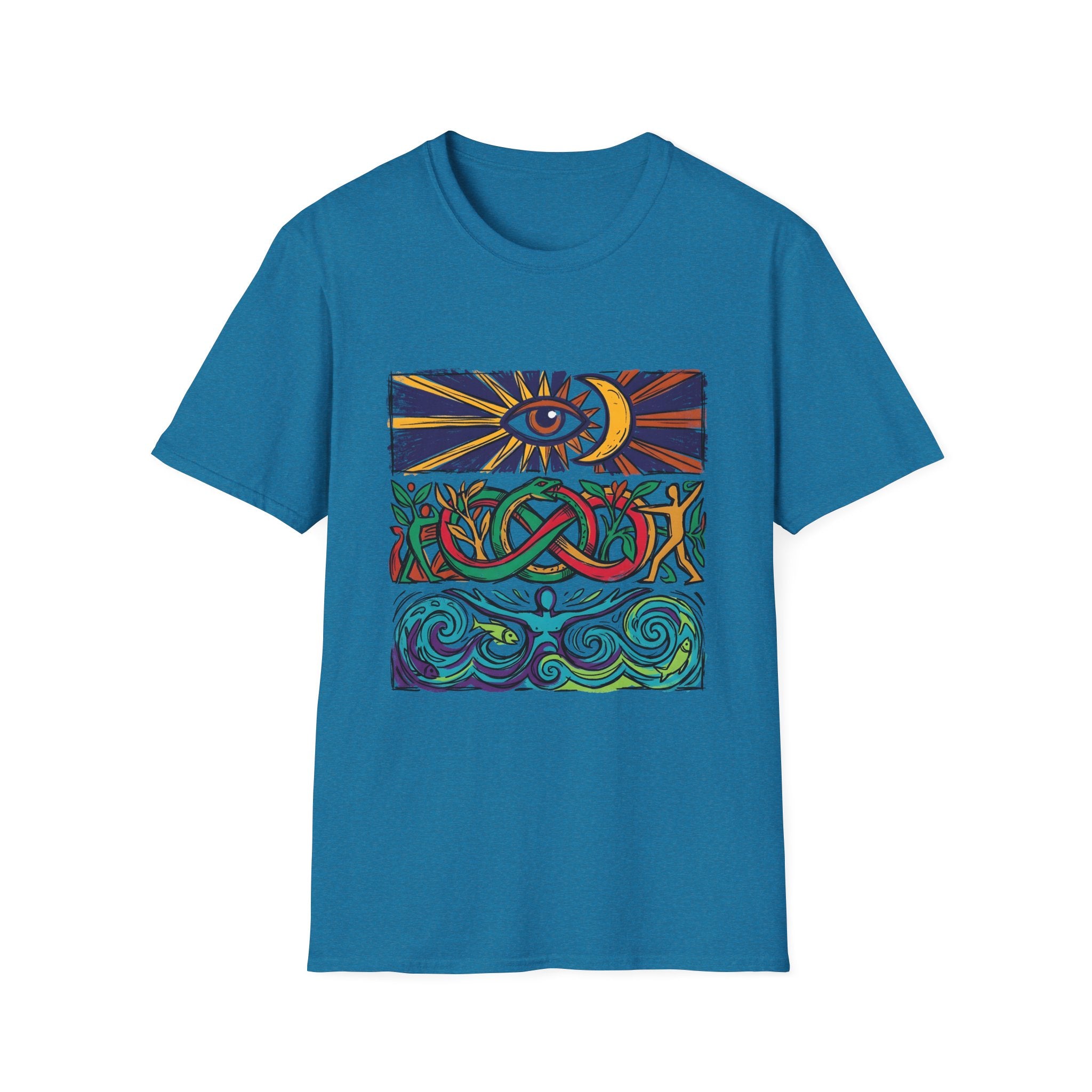 Unisex T-Shirt - Cosmic Folk Art Eye & Snake | Spiritual Nature