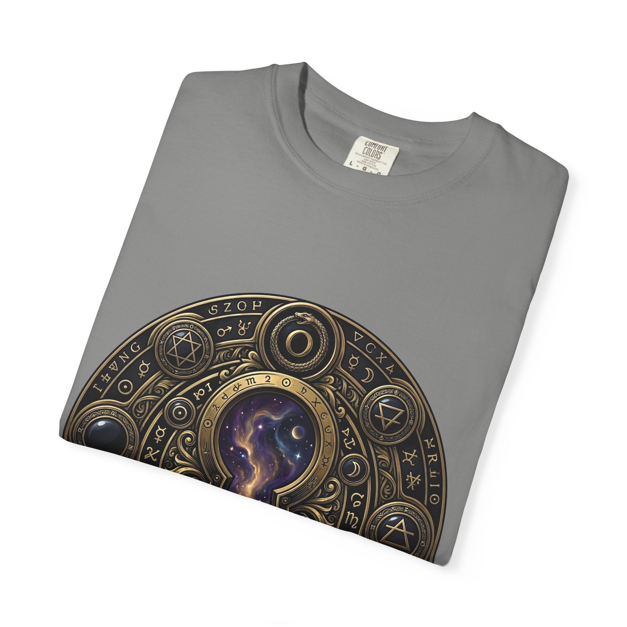 T-shirt - Celestial Keyhole Galaxy | Occult Alchemical Gold
