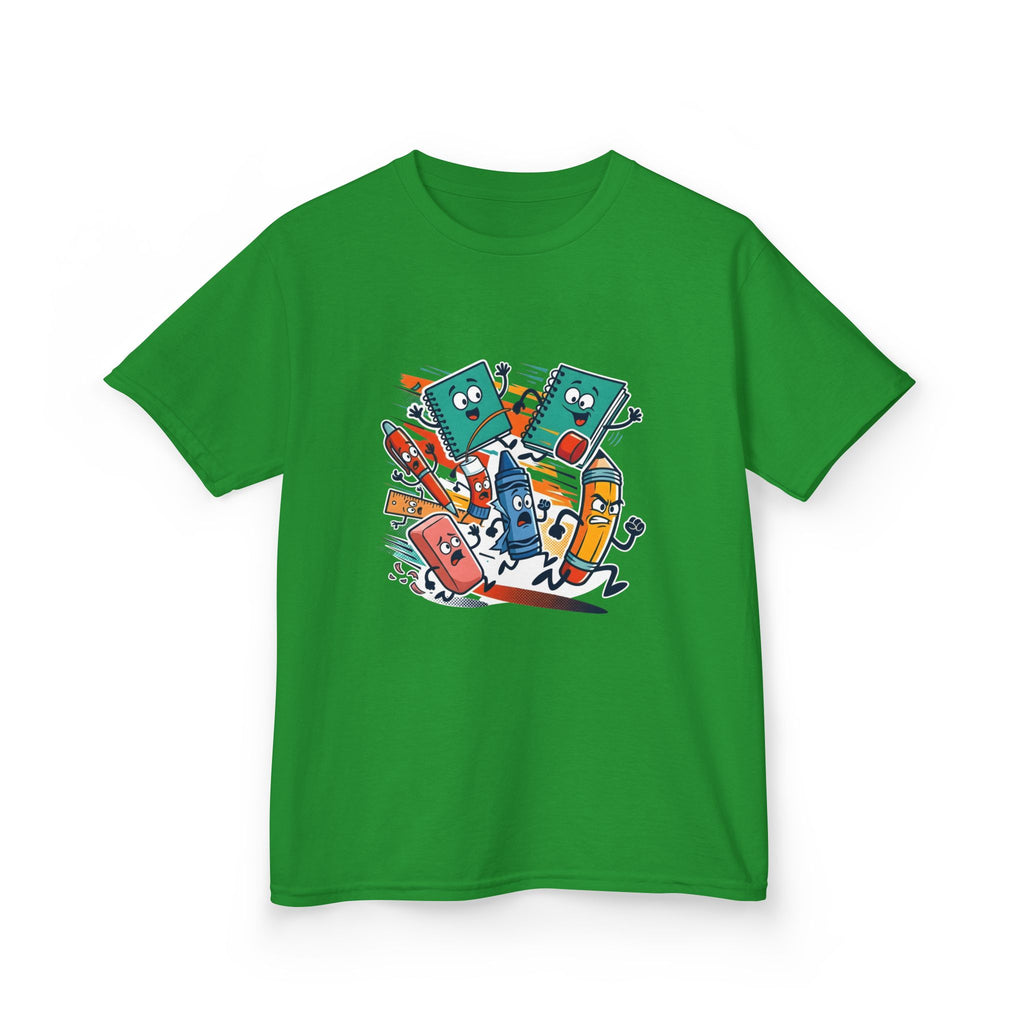 Kids Back to School Tee - Playful School Supplies Cartoon