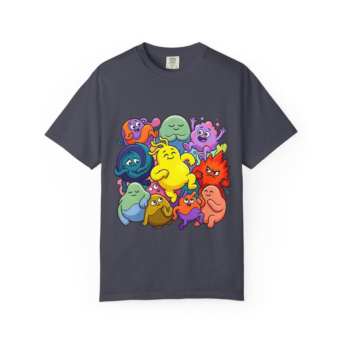 Unisex Garment-Dyed T-Shirt - Diverse Emotional Cartoon Creatures