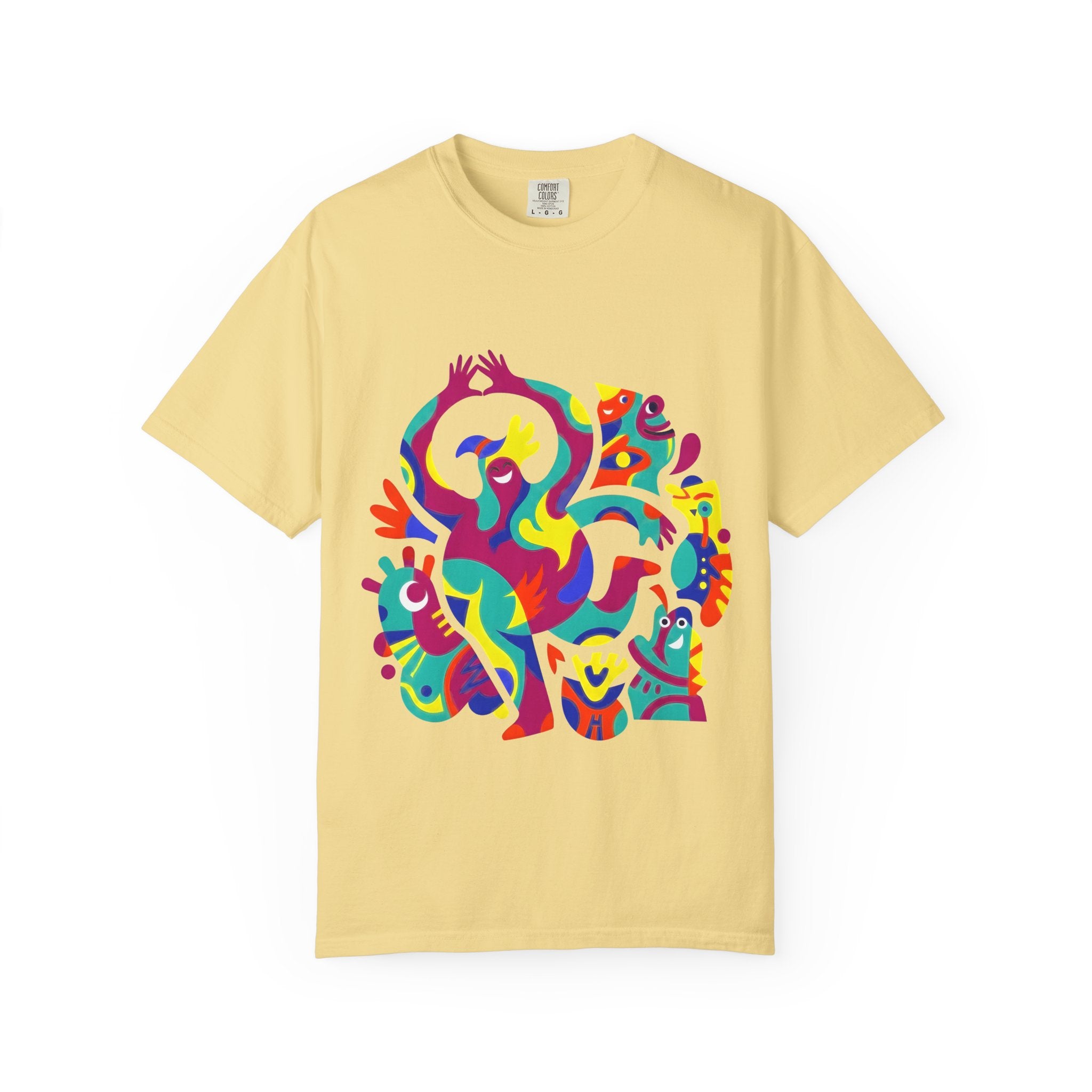 Garment-Dyed T-shirt - Joyful Abstract Creatures | Whimsical Graphic