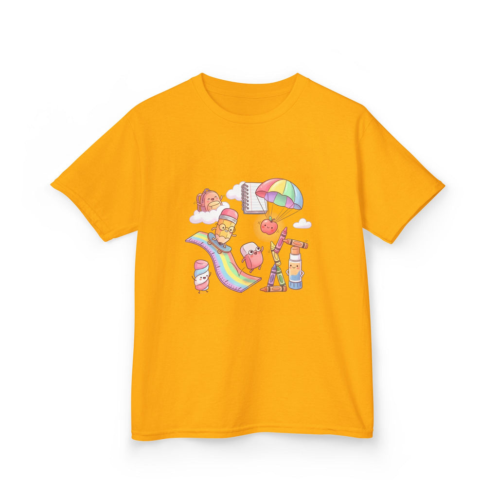 Kids Back to School Tee - Cute Faces School Supplies | Rainbow 2026