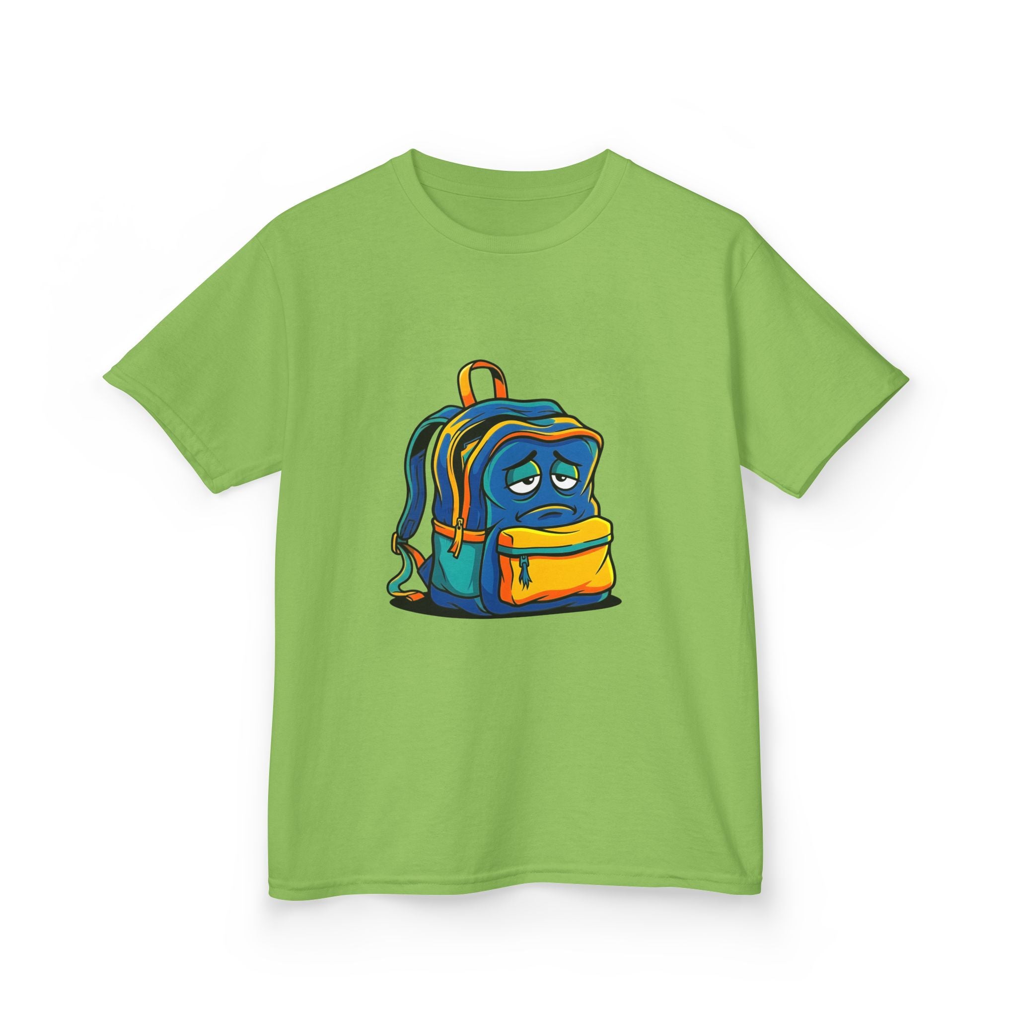 Kids Heavy Cotton Tee - Sad Backpack Cartoon | Back to School 2026