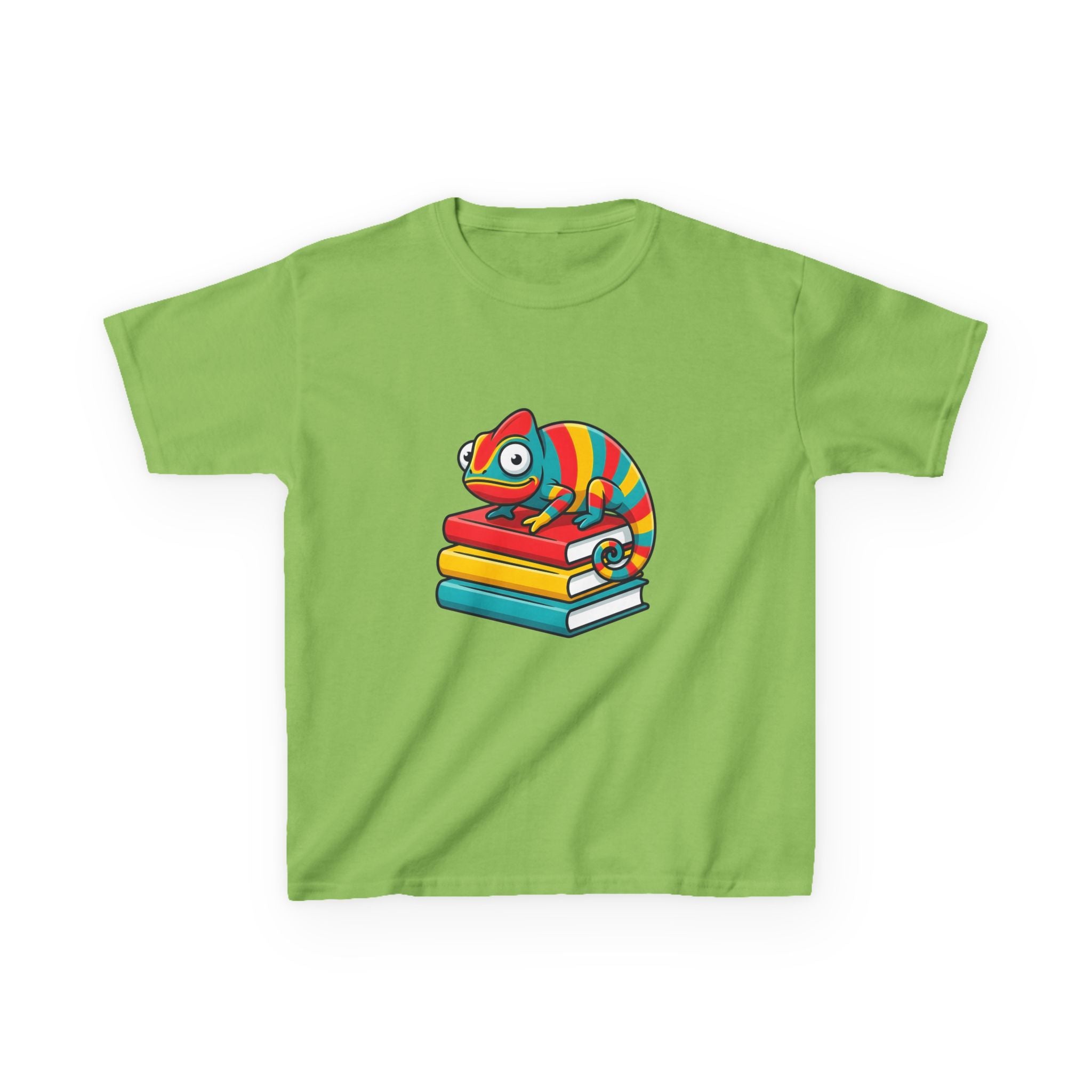 Kids T-Shirt - Whimsical Chameleon Reading Books | School Tee