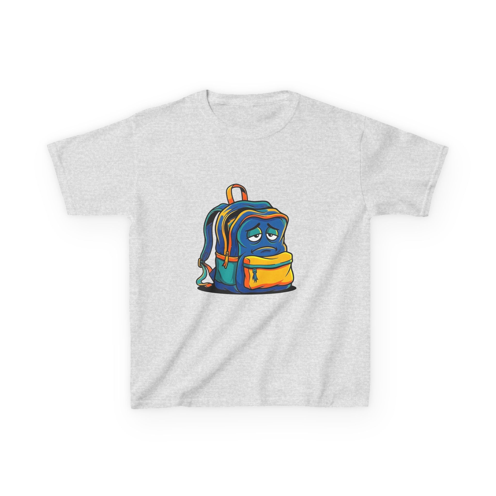 Kids Heavy Cotton Tee - Sad Backpack Cartoon | Back to School 2026