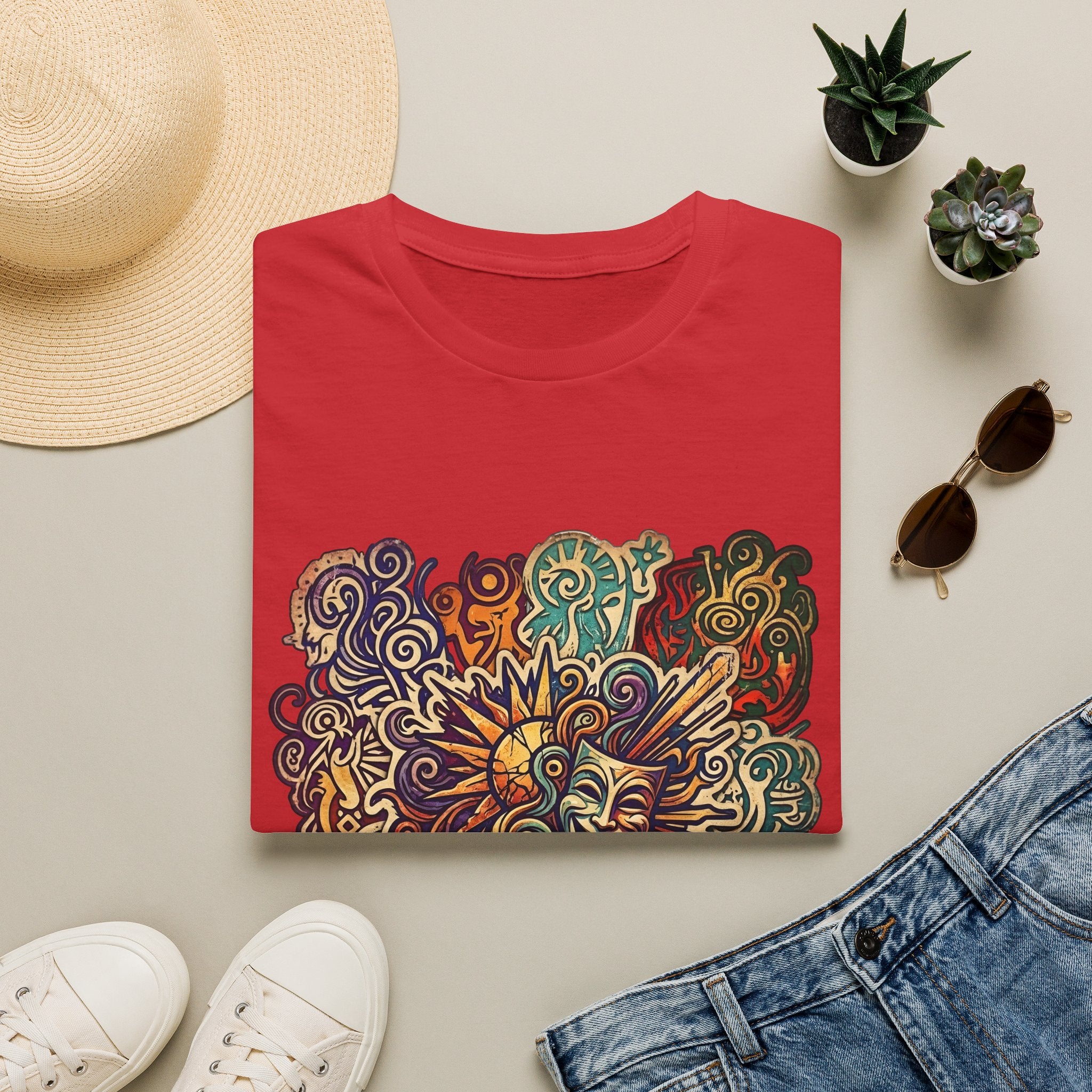 Unisex T-Shirt - Retro Psychedelic Theater Comedy Mask | Abstract Art