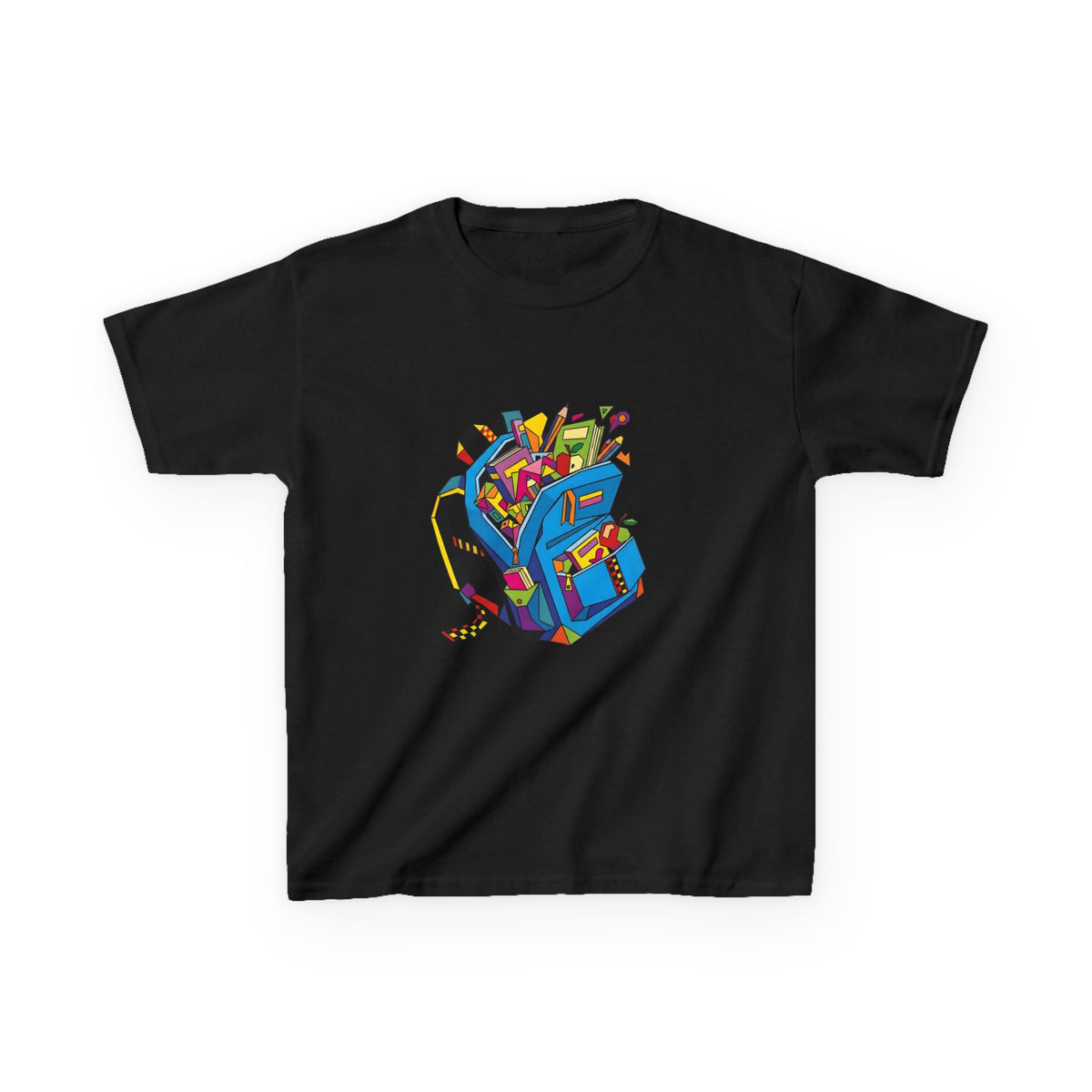 Kids Tee - Vibrant Geometric School Supplies Cartoon | Back to School