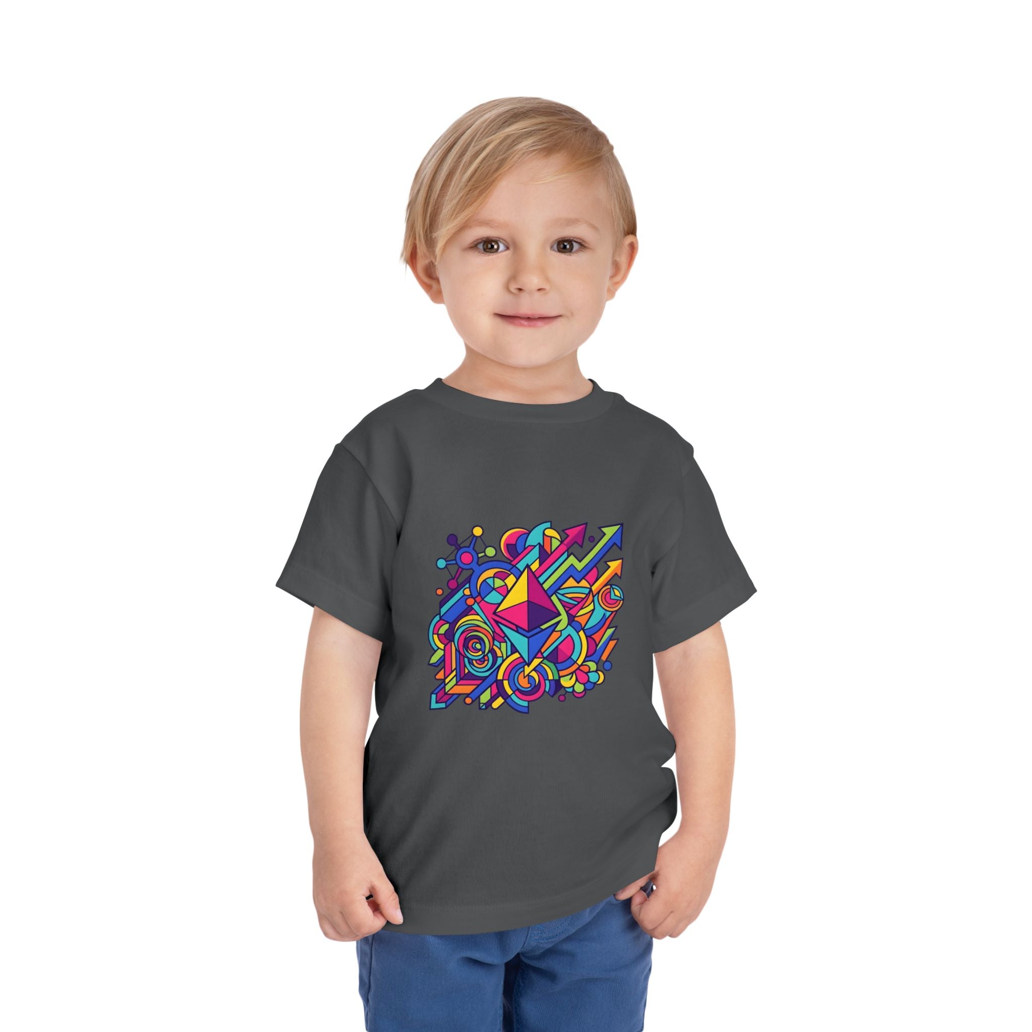 Toddler Crypto Shirt - Neon Geometric Digital Art | Blockchain Kids