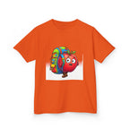 Kids Tee - Adventurous Apple Character Hiking T-Shirt